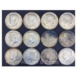 (12) Kennedy Half Dollars, 1967 and 1969