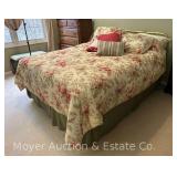 Queen Sealy Mattress and Boxspring with Brass Headboard and Hollywood Frame