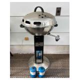 Pedestal Charcoal/Propane Grill, with 2 Propane Canisters, 38" Tall