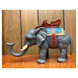 Cast Iron "Elephant" Mechanical Coin Bank, Unmarked, 8.5"W