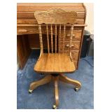 Oak Swivel Desk Chair, Pressed-Back, Reproduction, Good Condition