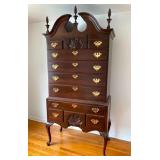 Ethan Allen Mahogany Chippendale-style Highboy Chest of Drawers, 2pc., 40"w x20"d x 89"h