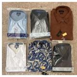 6 New Mens 2XL Button Down Shirts