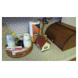 Oak Breadbox,Oak Lazy Susan, Banana Tree, & etc