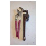 Big Channel Lock and Rigid 14" Pipe Wrench