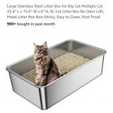 Large Stainless Steel Litter Box, 23.4" L x 15.6"