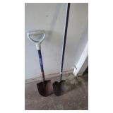 2 Round Point Shovels. 1 Short Handle Kobalt,, 1