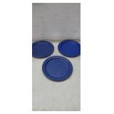 Set of 3 Enamel Plates, Blue *used