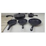 7 Pc Pan Set w/ Small Sauce Pan & Lid, Black