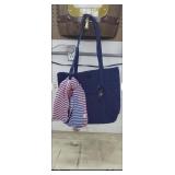 NEW Quilted Tote Bag & Scarf, Navy Blue