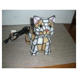 STAINED GLASS KITTY CAT NIGHT LIGHT