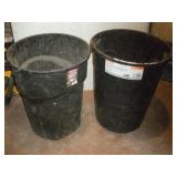 (2) 32 GALLON TRASH CANS - 1 DAMAGED