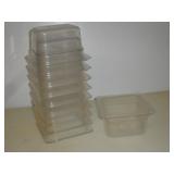 (10) 1/6 SIZE X 4 INCH PLASTIC STORAGE CONTAINERS