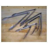 (6) METAL TONGS  LARGEST 16 INCHES