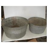 2 GALVANIZED WASH TUBS 18 AND 22 1IN