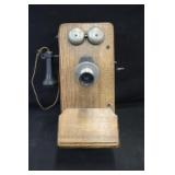 Vintage Oak Kellogg Wall  Telephone