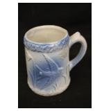 4 1/2" Primitive Salt Glaze Blue Cobalt Stoneware