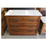 Burl Walnut Marble Top Dresser