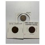 1862, 1863, 1875 Indian Pennies Better Dates