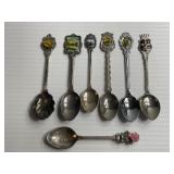 Lot of 7 Vintage Travel Spoons