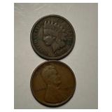 1909 VDB, 1909 Indian Pennies x2