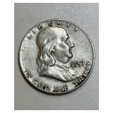 1957 D Franklin Silver Half Dollar