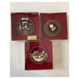 3 Hallmark tree trimmer vintage ornaments in orig