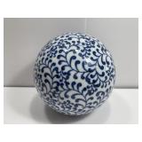 Large Antique Blue / White Carpet Ball