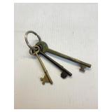 Lot of 3 Vintage Skeleton Keys 1 brass 1 marked 9