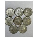 8 40% Silver Kennedy Half Dollars