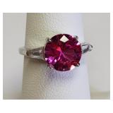 .925 Sterling ring Rose crystal/ CZ- sz 6