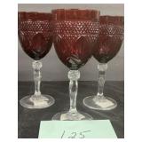 (3) Antique Ruby Goblets