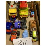 Assorted toy trucks