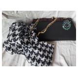 Juliana Brooch, Classic Clutch & Houndstooth Scarf