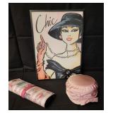 Pink Silk Pill Box Hat & Classy 13x18" Art, Purse