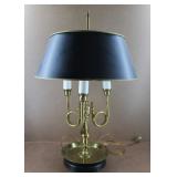 French Brass Three Arm Bouillote Table Lamp