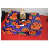 Halloween Tablecloth and Candy Dish