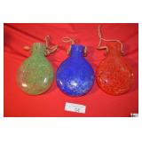 Lot of 3 Glass Hanging Vases