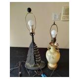 1 Twin Handled, 1 Feather Design Lamps