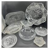 Collection of Vintage Clear Glass Serving Pieces