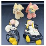 Pair of Chalkware Lambs & Dutch Children