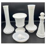 Milk Glass Vases and More