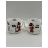 Vintage Mickey & Minnie Milk Glass Cups