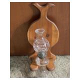 Vintage Oil Lamp & Wooden Wall Hanger