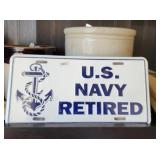 U S Navy Retired License Plate