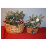 2 Holiday Winter Christmas Baskets