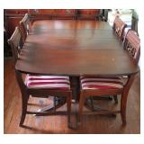 Vintage Pedestal Table w/ Leaves & 6 Chairs