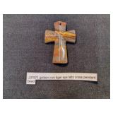 Golden Iron Tiger Eye Cross Pendant Bead