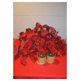 Box Lot of Red and Gold Velvet Bows