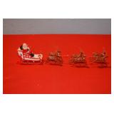 Vintage Plastic Santa & 6 Reindeer